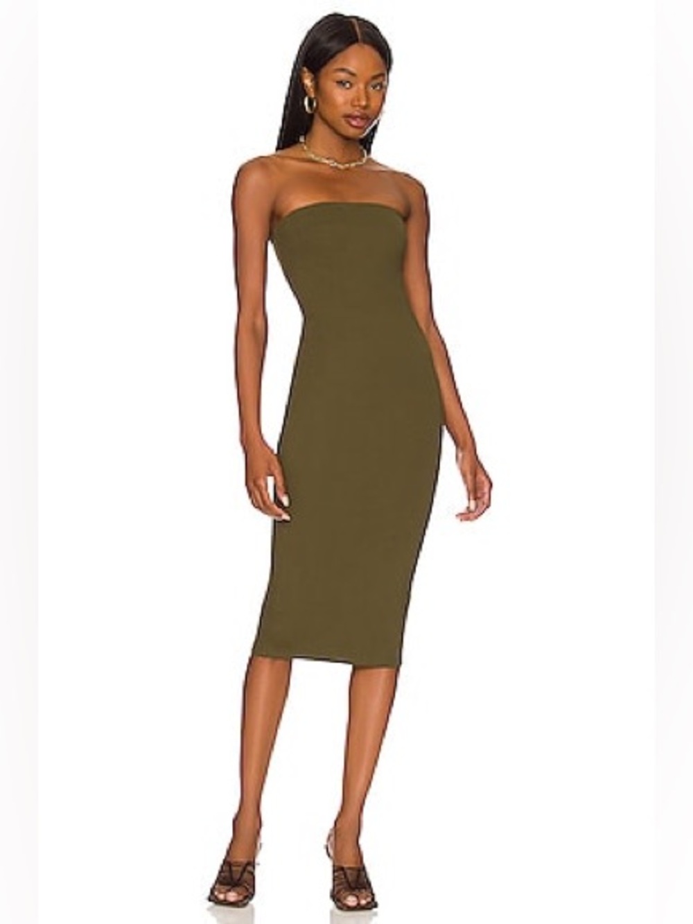 Revolve Strapless Dress Olive Green Bodycon NWT Size XXS